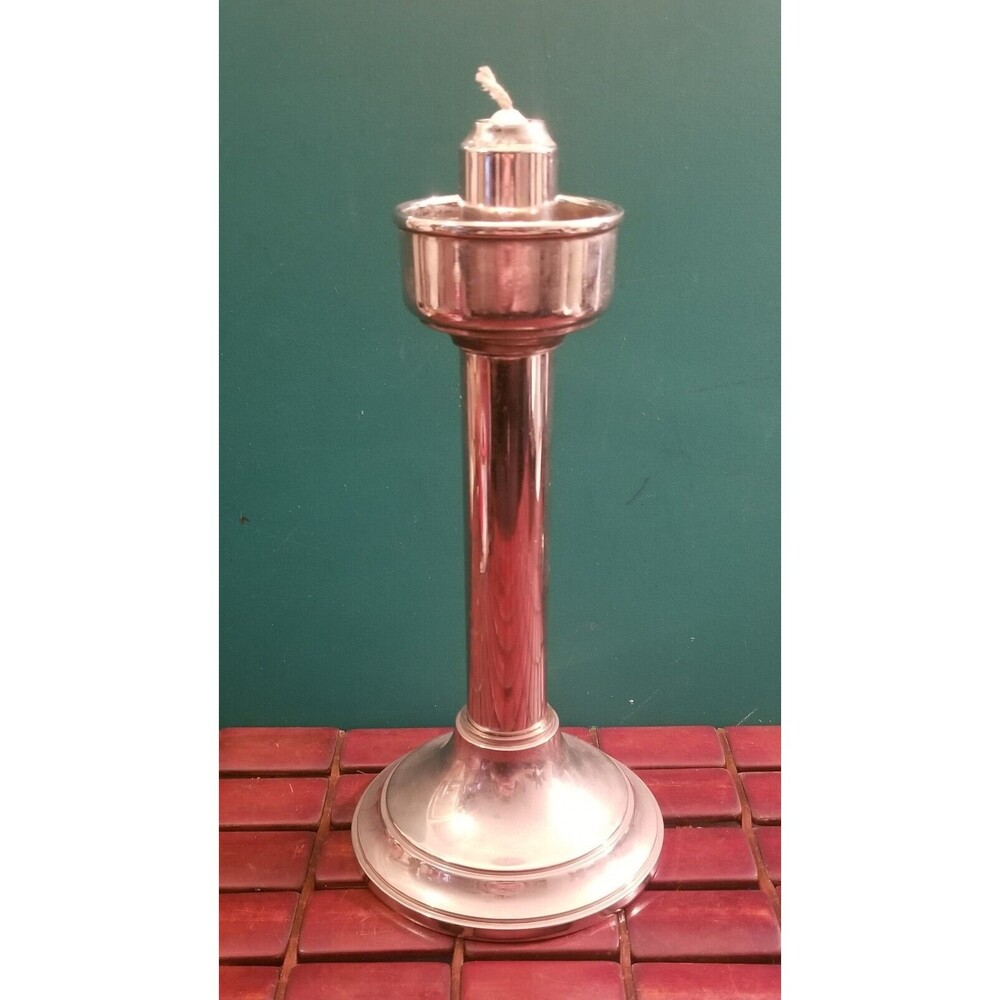 Vintage Silver Plate Spring Loaded Push Up Hurricane Candle Holder Made In Italy